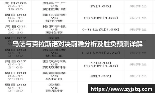 乌法与克拉斯诺对决前瞻分析及胜负预测详解